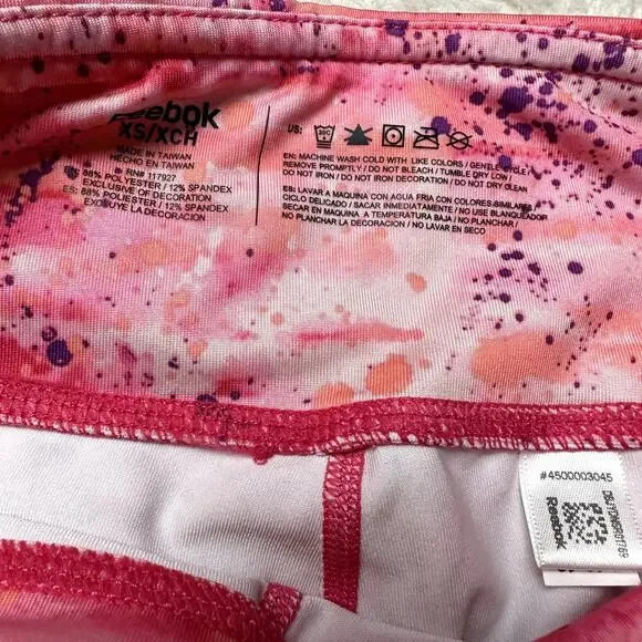 Reebok Pink Ombre Paint Splatter Bike Workout Shorts Women's Size XS Extra Small - Picture 6 of 7